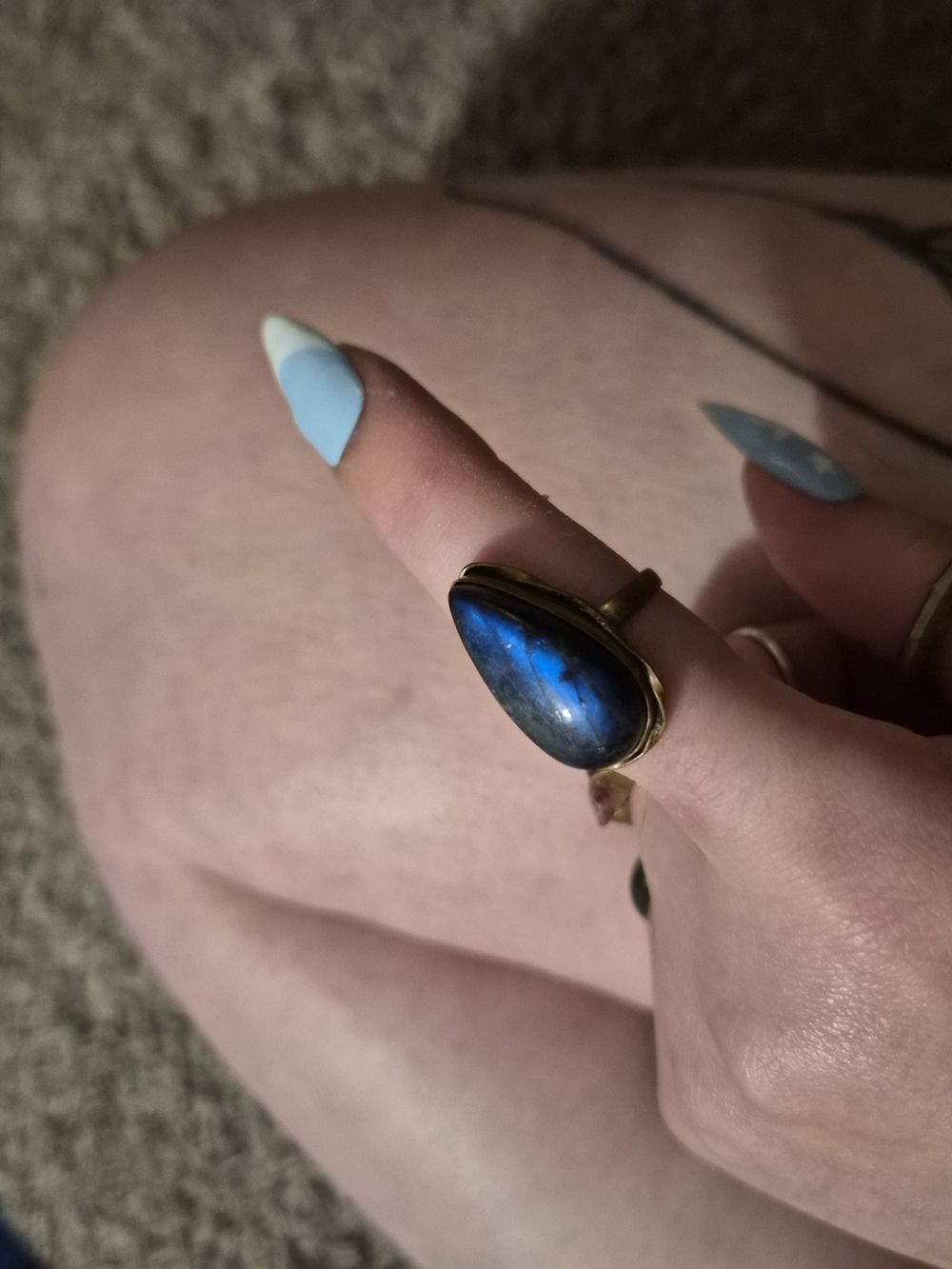 Blue Labradorite Teardrop Ring - Unbranded